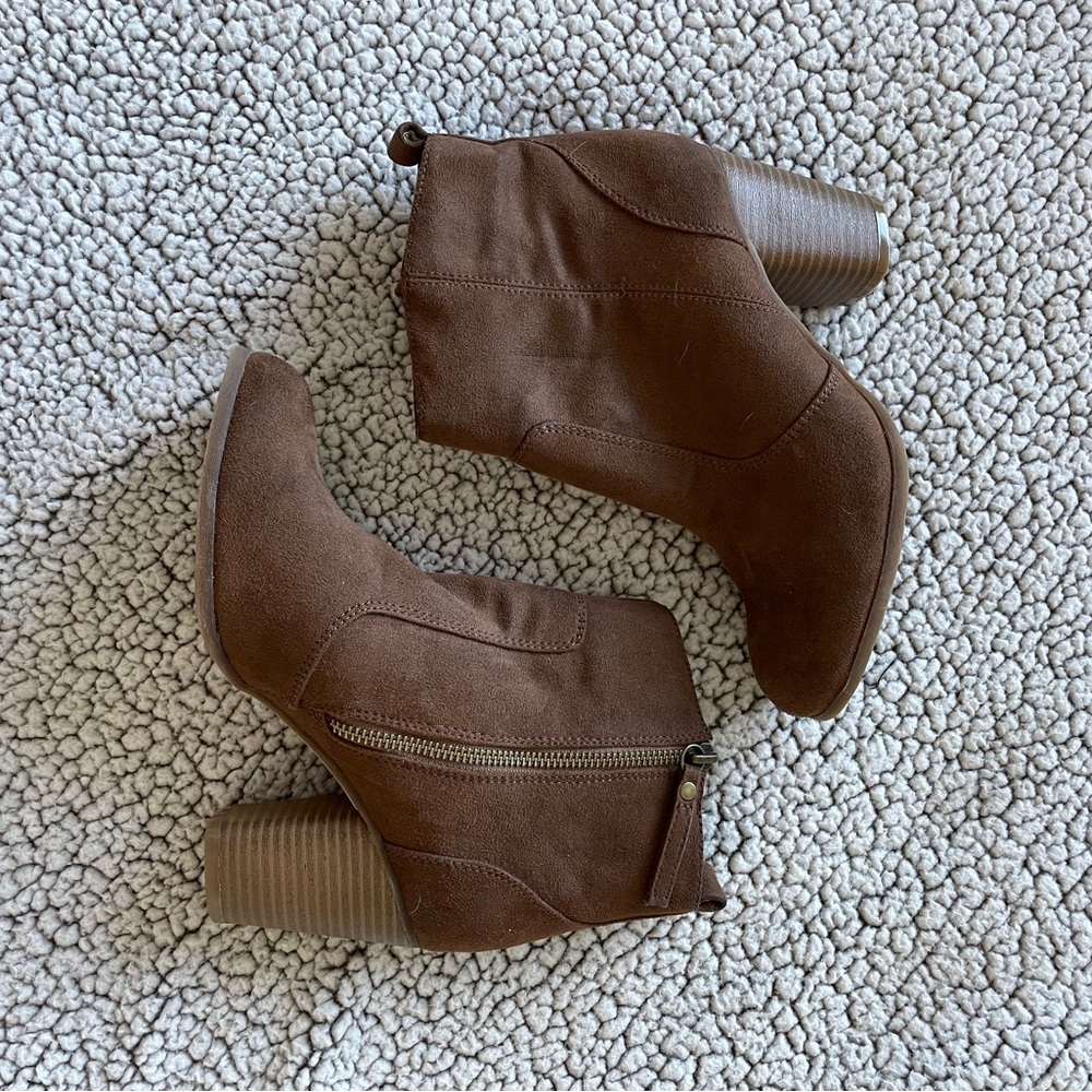 Tan Madden Girl Suede Booties
